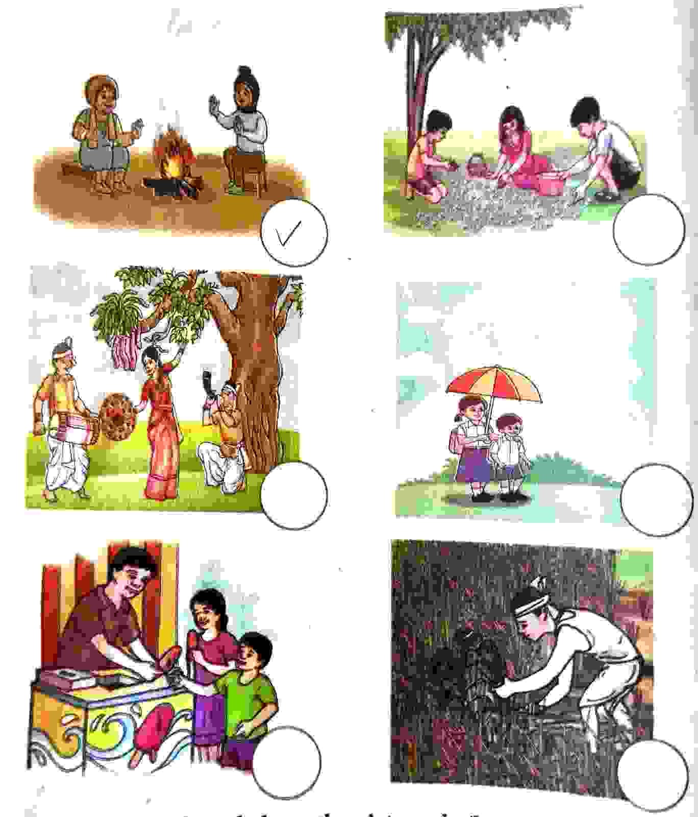 a) Now, choose your favourite picture. Put a tick in the circle on the picture. Class 3 English Lesson 1 Clouds | Class 3 English Question Answer | Assam Board