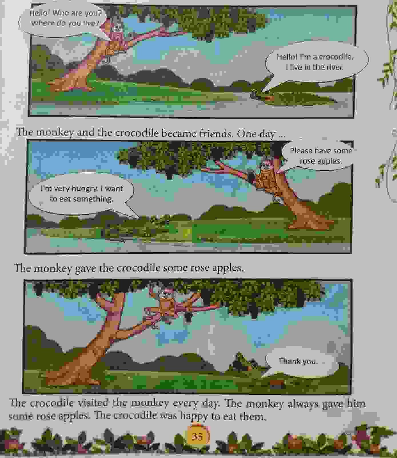 Let's listen to a story of two friends: The Monkey and the Crocodile | Class 3 English Lesson 2 Question Answer | Notes